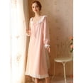thumbnail image 5 of Defitshape Women's Cotton Victorian Nightgown Long Sleeve Pajamas Dress Fall Winter Ruffle Long Sleep Dress Soft Comfy Vintage Sleepwear Pink Large, 5 of 5