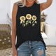 thumbnail image 2 of Tallas grandes Camiseta sin mangas con estampado de girasol para mujer, camisetas sin mangas para entrenamiento de Yoga, camiseta holgada con gráfico de ejercicio para correr (Black, S), 2 of 4