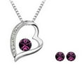 thumbnail image 1 of Wrapables® Heart Pendant Necklace and Earrings Swarovski Elements Crystal Jewelry Set, Purple, 1 of 3