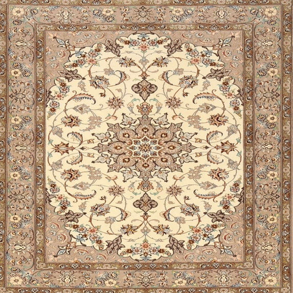 Ahgly Company Machine Washable Indoor Square Traditional Brown Area Rugs, 7' Square