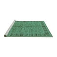 thumbnail image 2 of Ahgly Company Machine Washable Indoor Round Oriental Turquoise Blue Industrial Area Rugs, 3' Round, 2 of 4