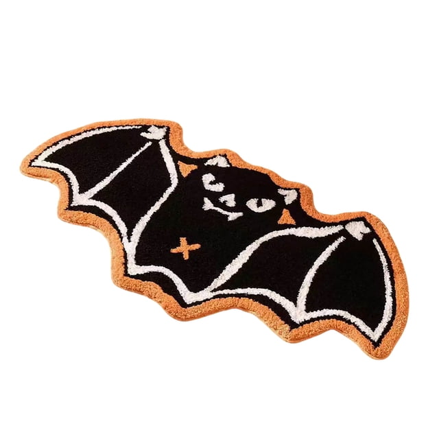Halloween Bat Carpet Gothic Bathroom Mat Soft Area Rug for Front Door Living Room Bedroom Machine Washable Non- Decorative Mat