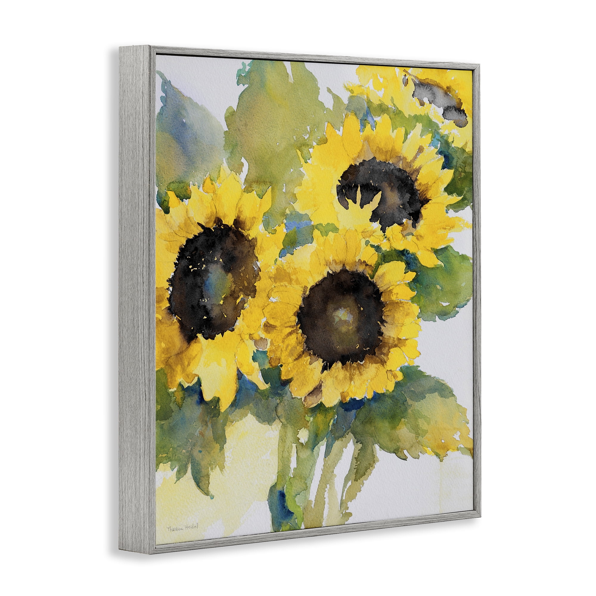 Stupell Industries Blooming Sunflower Bundle Botanical & Floral Painting Gray Framed Art Print Wall Art, 11 x 14