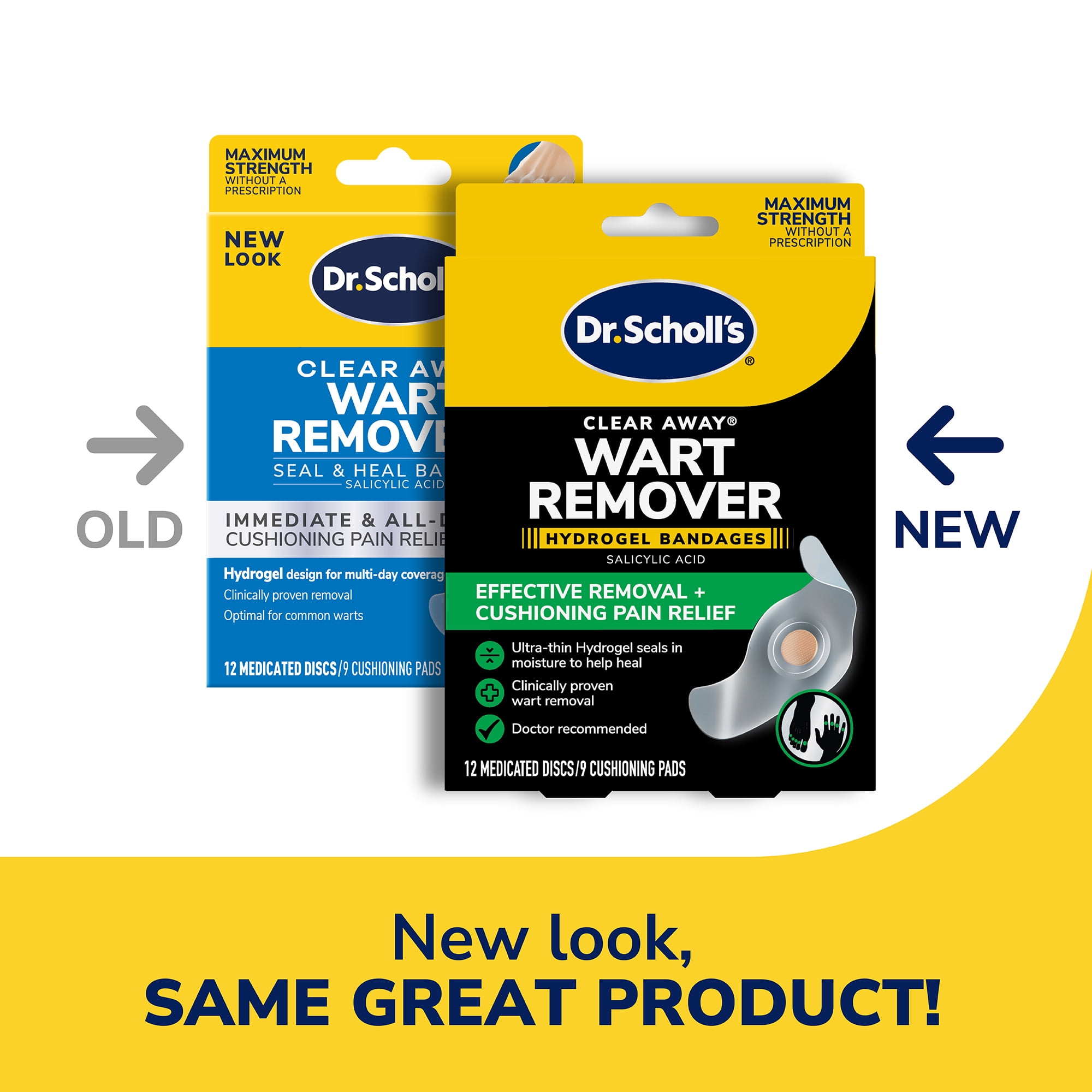 Dr. Scholl's Clear Away® Wart Remover Hydrogel Bandages, 12 Discs, 9 Pads