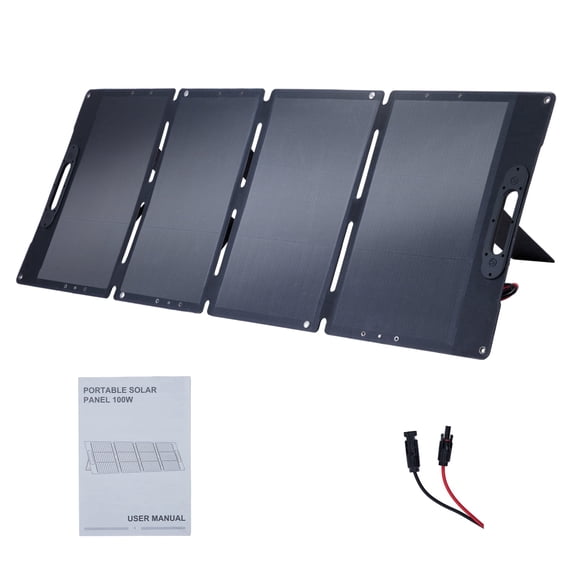 100 Watt Portable Solar Panel for Power Station, Foldable Solar Charger Waterproof IP67 for Home, RV, Boat, Outdoor, Camping, off Grid System