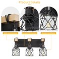 thumbnail image 3 of Lámpara de tocador de 3 luces de estilo rústico con madera y metal negro mate, 3 of 7