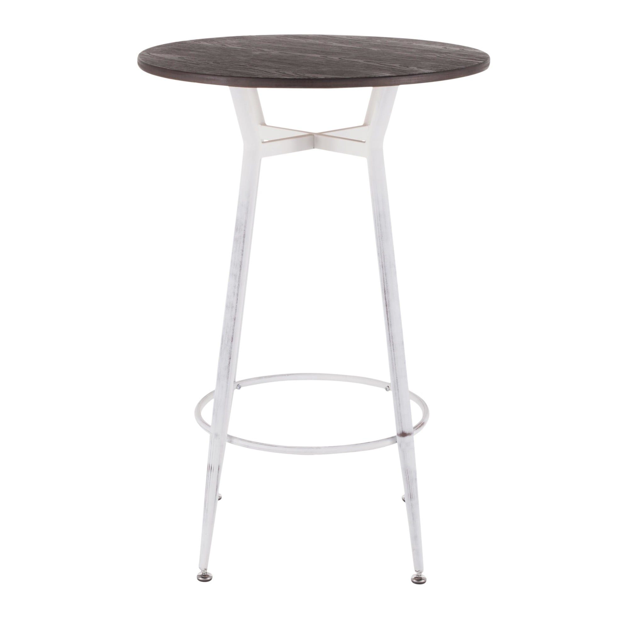 Clara Round Bar Table In Vintage White Metal With Clara Round Bar Table In Vintage White Metal With Espresso Wood Pressed Grain Bamboo By Lumisource Com