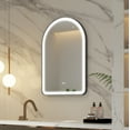 thumbnail image 4 of ANGELES HOME 24" x 36" Arched Lighted Bathroom Mirror, Framed Bathroom Vanity Mirror with Lights, Wall Mounted LED Mirror with Defogger, Dimmer, Memory Function, Matte Black, 4 of 9