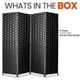 thumbnail image 4 of SereneLife 4-Panel Portable Lightweight Freestanding Indoor Foldable Woven Fiber Room Divider, Black, 4 of 5