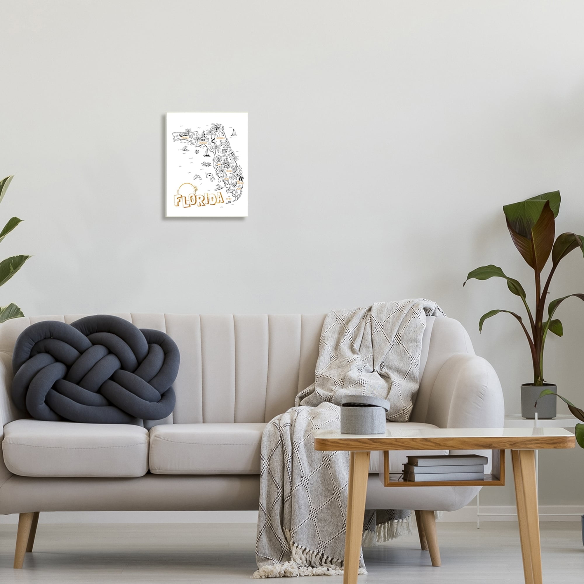 Stupell Industries Florida State Drawing Destinations Map Diagram , 10 x 15, Design by Ziwei Li