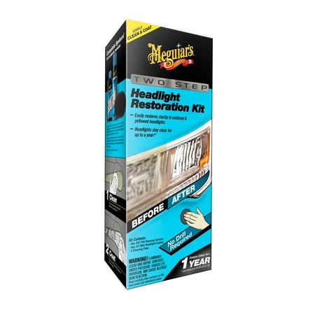 Clear Plastic Restoration Kit - Meguiar's G2970 Meguiar's Two Step Headlight Restoration Kit, 4 fl. oz, 1 Pack