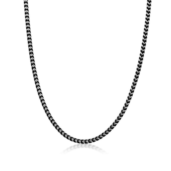 The Fox - Thin Antique Finish Stainless Steel 4mm Chain Necklace with Push Button - 22 Inches