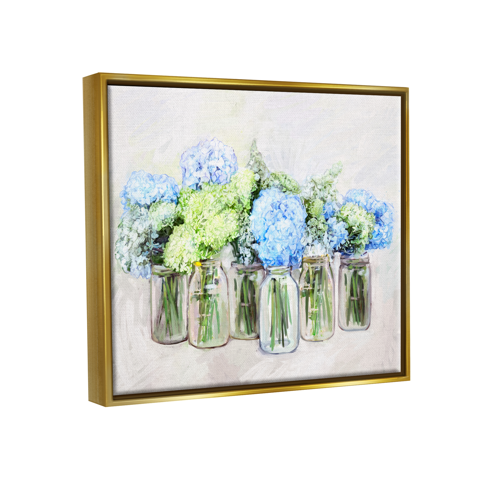 Stupell Abundant Hydrangea Bouquet Garden Botanical & Floral Painting Gold Floater Framed Art Print Wall Art