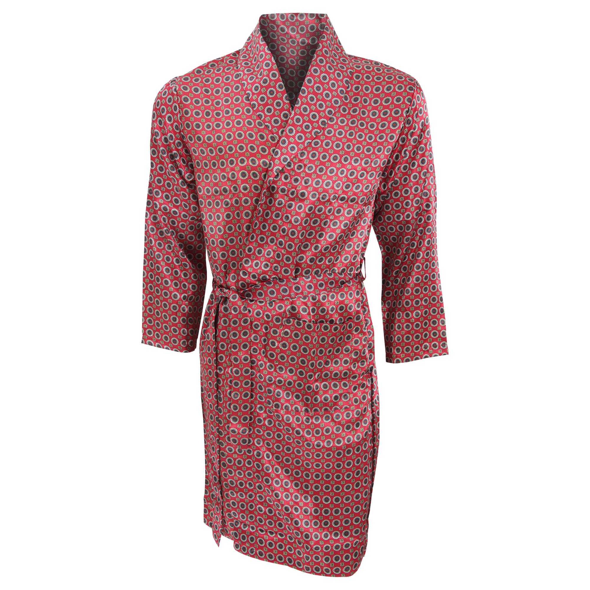 Mens Lightweight Traditional Patterned Satin Robe