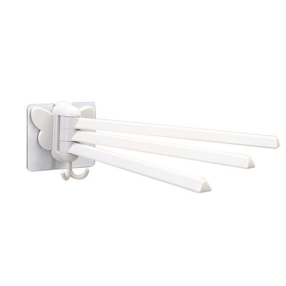 [Stick on Rotating Towel Rack]-Wall Mounted Swing Towel Bar Towel Rod Arm Bathroom/Kitchen Swivel Towel Rack Hanger Holder Organizer Folding Towel Rail