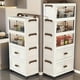thumbnail image 4 of Armario de Almacenamiento Plegable de 4 Capas con Asas, Cajas de Almacenamiento de Plástico de Gran Capacidad con Ruedas, Organizador de Armario Portátil para Recámara, Cierre Magnético, Cajones Apilables, Blanco con Asas Marrones, 4 of 7