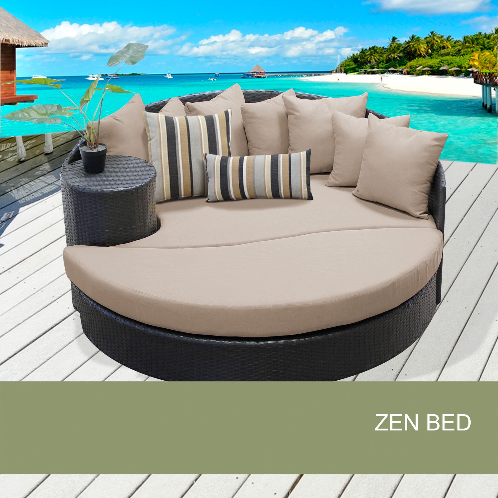 Zen Circular Sun Bed Outdoor Wicker Patio Furniture Walmart Com