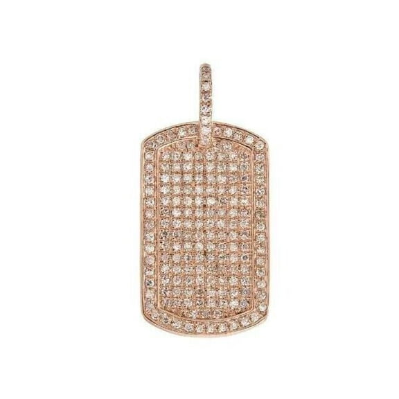 3Ct Round Lab Created Diamond Men's Dog Tag Pendant 14K Rose Gold Plated Silver