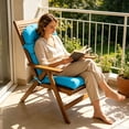 thumbnail image 4 of Rocking Chair Cushion 43.31 x 19.69 Inch for Indoor Outdoor Blue, High Back Thick Tufted Adirondack Chair Pads with Ties, Comfortable Patio Furniture Cushion, Outdoor Seating Furniture, 4 of 4