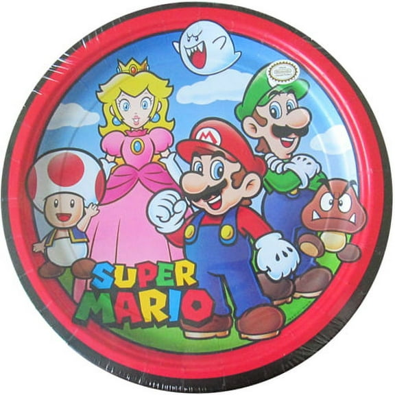 Super Mario Cartoon Large Paper Plates (8ct)
