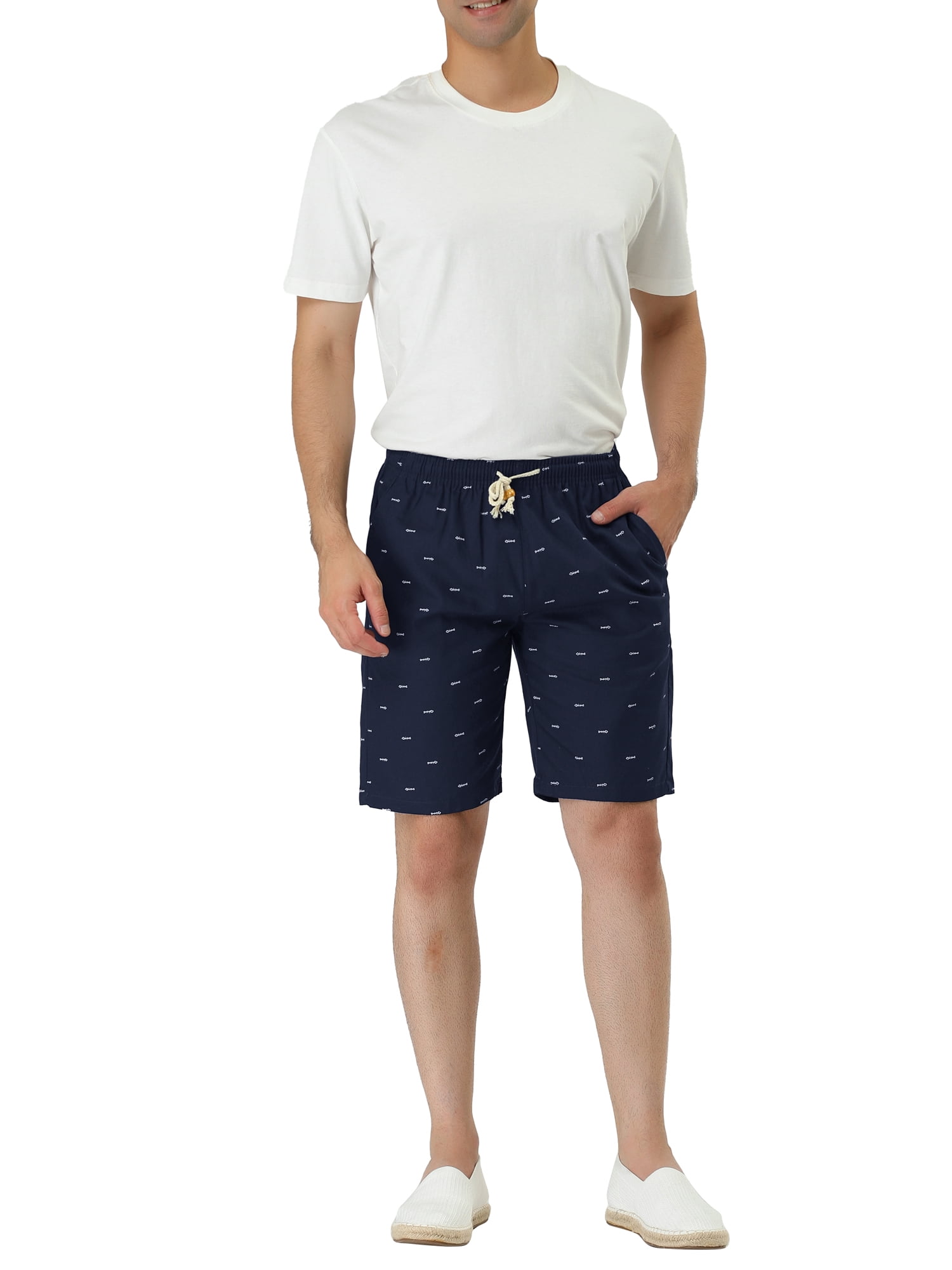 Men's Summer Swim Elastic Waistband Drawstring Patterned Beach Board Shorts
