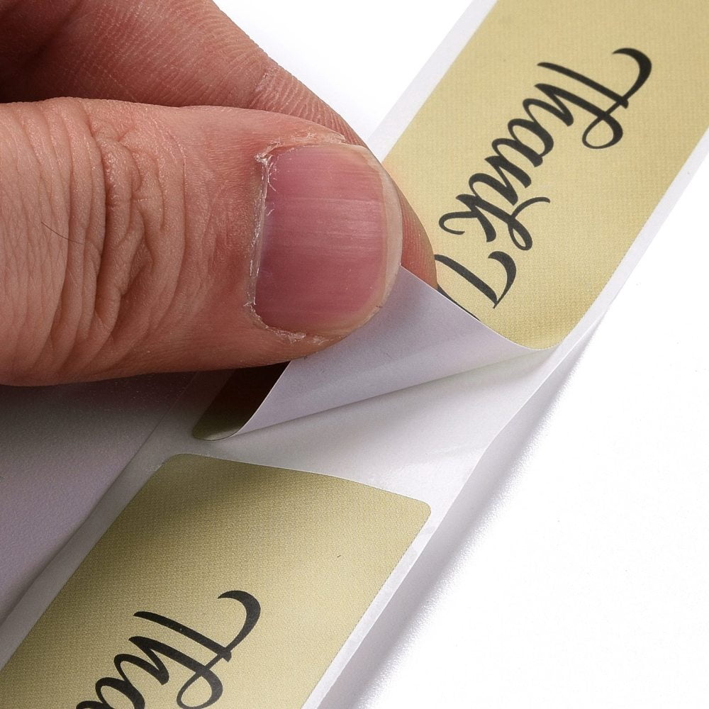 Self-Adhesive Paper Gift Tag Youstickers Rectangle with Word Thank You Appreciation Stickers Labels for Party Presents Decorative Dark Khaki Word 7.5x2.5x0.009cm 150pcs/roll 10rolls