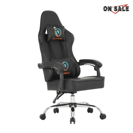 ATAYAL Ergonomic Gaming Office Chair PU Leather Bucket Seat Racing Desk Black Computer Chairs with Lumbar Support (3-Years Warranty)-Silver