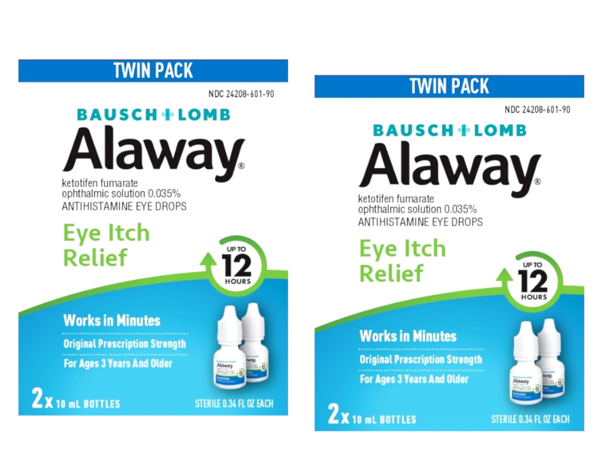 2 Pack Alaway Antihistamine Eye Drops, 0.34 Ounces, Twin Pack