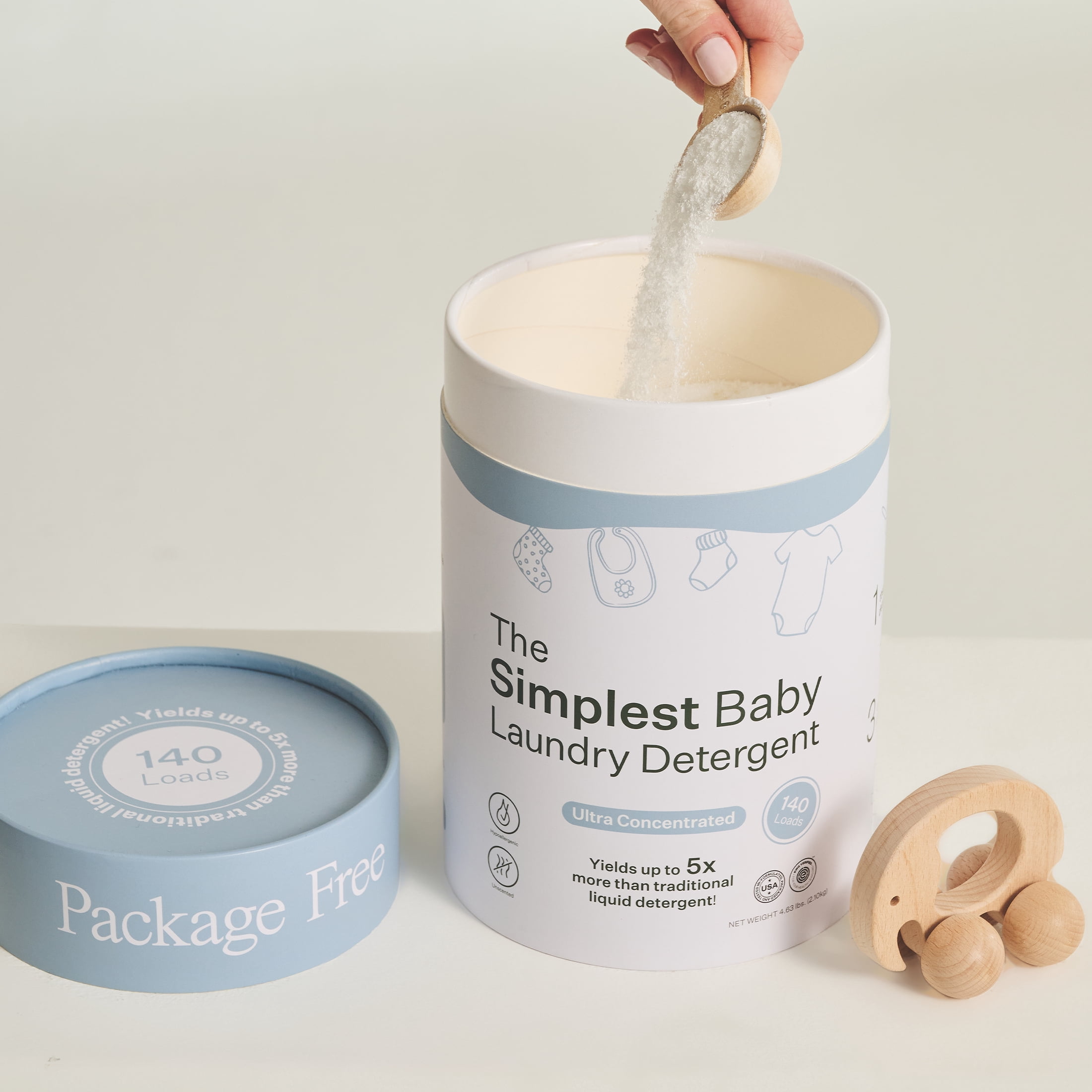Package Free Simplest Baby Laundry Detergent Powder, Unscented, 140 Load