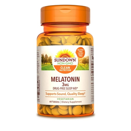 Sundown Naturals Melatonin Supplements, 3 mg Tablets, 60 Count