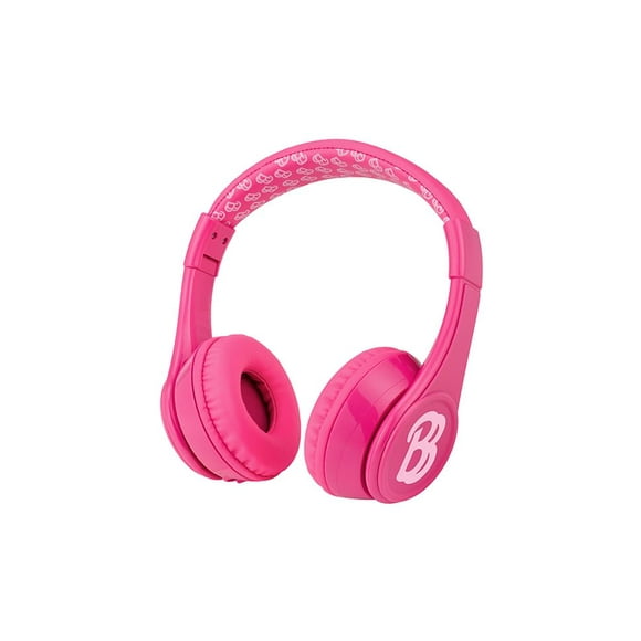 eKids Barbie Auriculares Bluetooth, auriculares inalámbricos rosas con micrófono, incluye cable auxiliar, auriculares plegables para niños con volumen reducido para la escuela, el hogar o los viajes