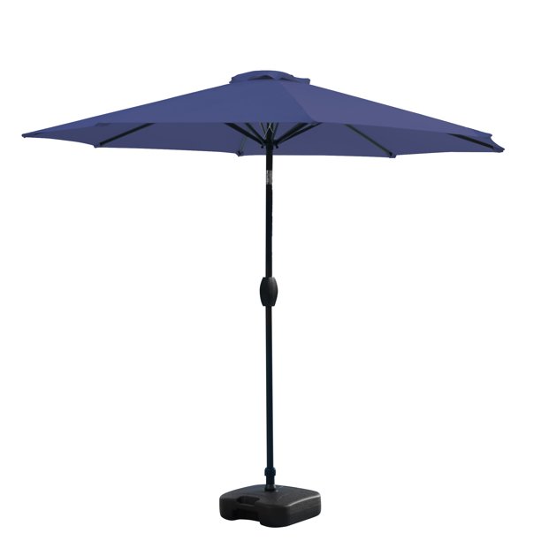 9 Ft Tilt And Crank Patio Table Umbrella With Square Base Navy Blue Walmart Com Walmart Com