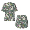 thumbnail image 5 of Kdxio Retro Bunny Floral Print Pajamas Sets for Women Short-Sleeved Pjs with Lounge Shorts Two Piece Sleepwear S-4XL, 5 of 9