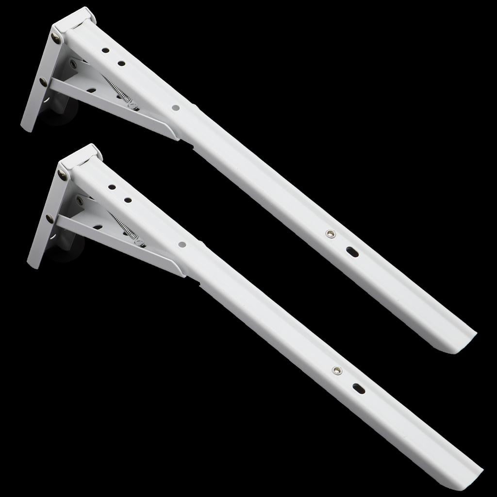 WLPZXP White Paint Foldable L Shape Wall Mount Shelf Bracket Hanging Holder Size 4
