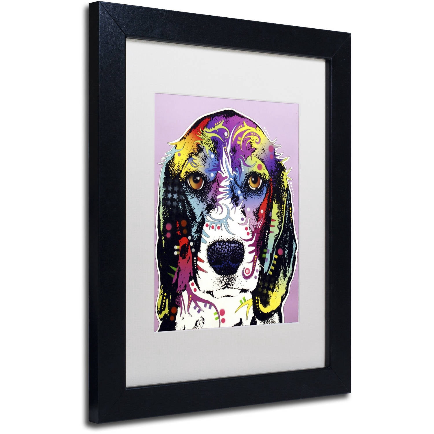 Trademark Fine Art "4 Beagle" Canvas Art by Dean Russo, White Matte, Black Frame