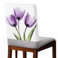 thumbnail image 2 of Purple Tulip Image Flower Abstract Transparent Floral Chair Covers Set of 8 Chair Back Covers Stretch Removable Washable Chairs Slipcovers Chair Protector for Dining Room Kitchen Party Decor, 2 of 5
