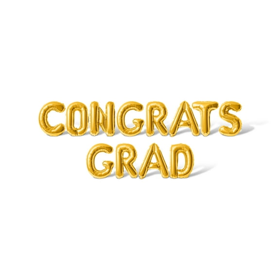 Letter Balloons - CONGRATS GRAD 16" Inch Alphabet Letters Foil Mylar Balloon Graduation Party Banner (Gold)