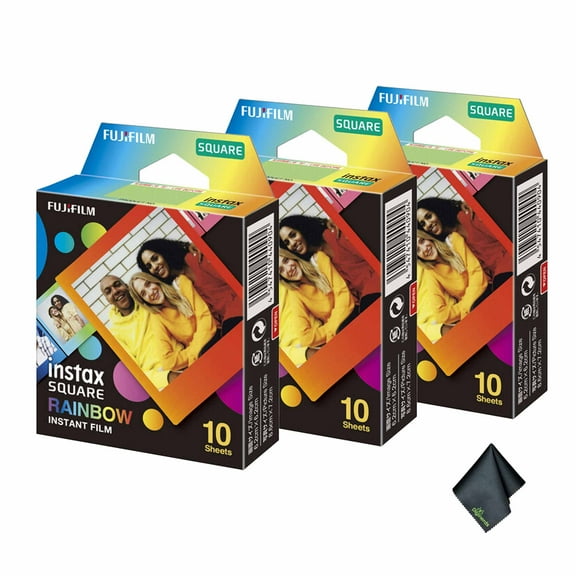 FUJIFILM INSTAX SQUARE Rainbow Instant Film (30 Exposures)   Microfiber Cleaning Cloth