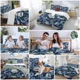thumbnail image 5 of 3 Piece Navy Blue Coastal Duvet Cover Set Twin Size, Microfiber Comforter/Quilt Cover with Corner Ties and 2 Pillowcases, Nautical Boat Summer Beach Ocean All Season Soft Bedding with Zipper Closure, 5 of 8