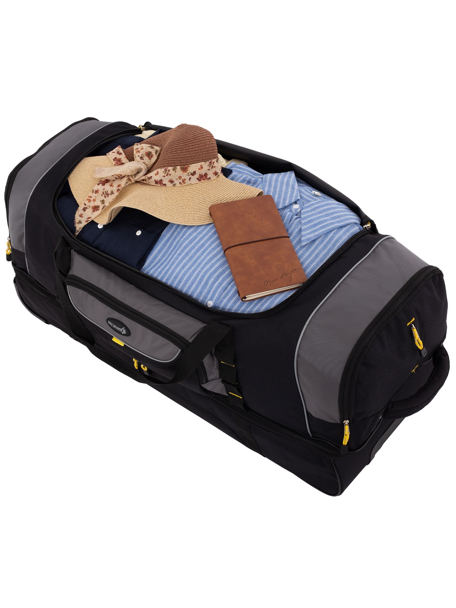 Travelers Club Adventurer 30" 2-Section Drop-Bottom Rolling Duffel Travel Luggage - Black