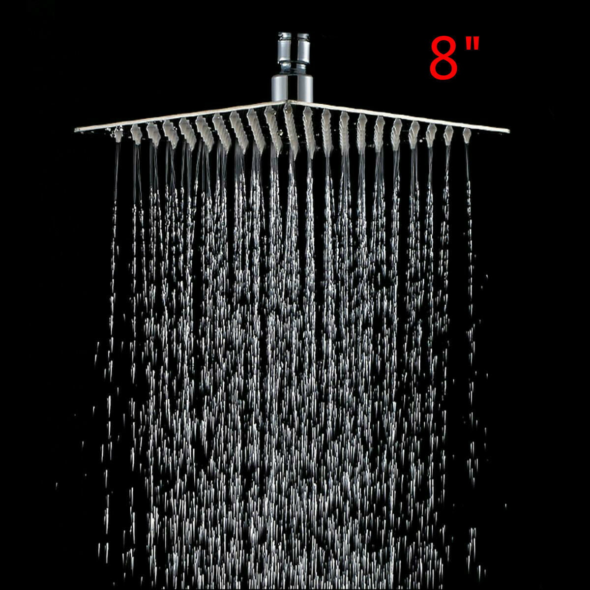 8'' Square Stainless Steel Rain Shower Head Chrome Bathroom Top Sprayer Faucet 