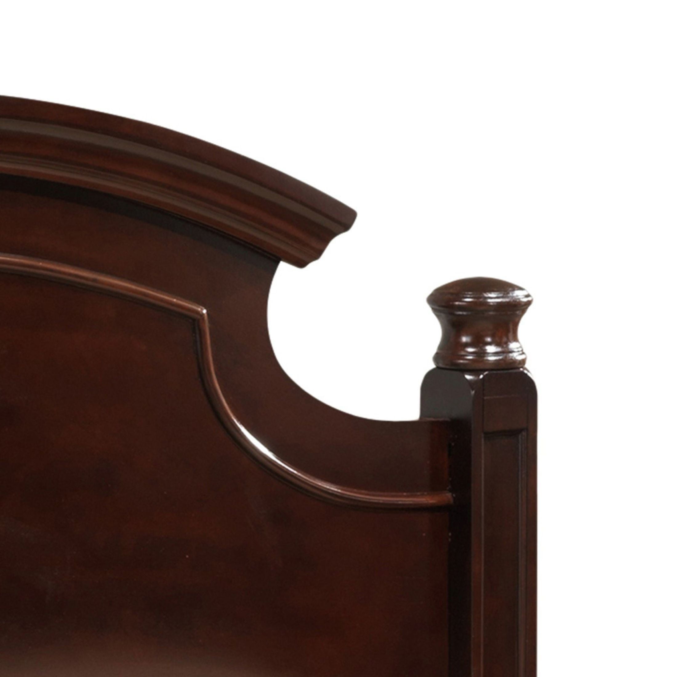 Noble House Traditional Queen Bed with 4-Post Design, Wood Frame, Cappuccino Finish
