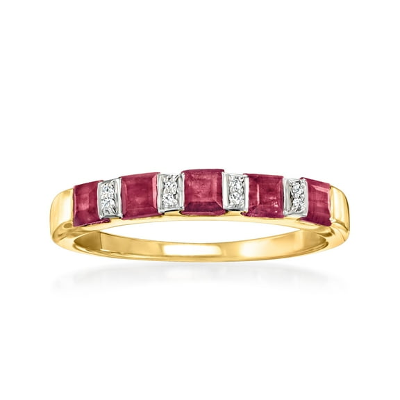 Ross-Simons 1.20 ct. t.w. Ruby Ring With Diamond Accents in 18kt Gold Over Sterling, Women's, Adult
