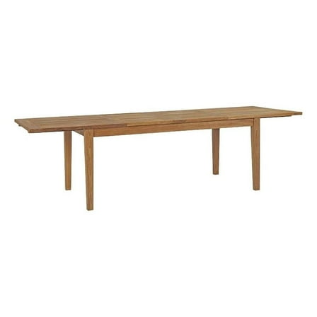 Pemberly Row Extendable Outdoor Patio Solid Teak Wood Dining Table in Natural