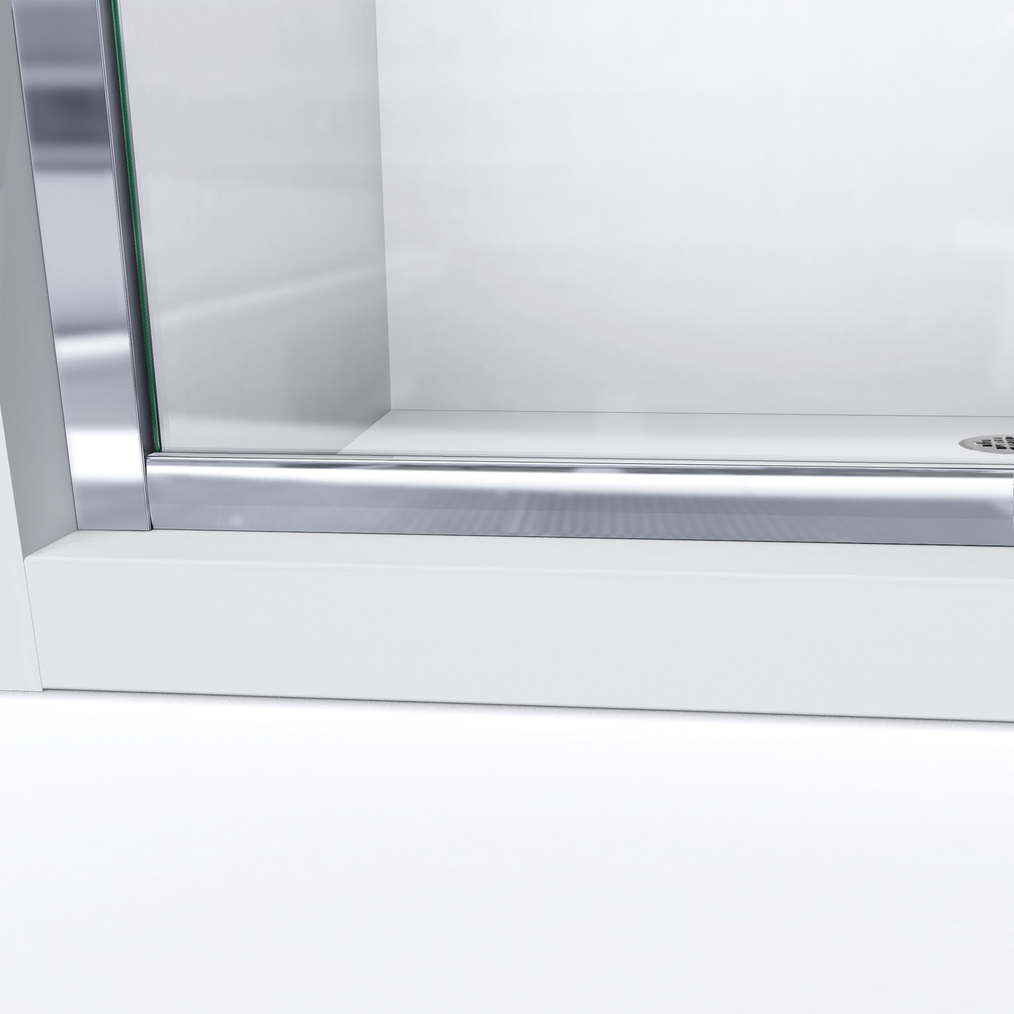 DreamLine Infinity-Z 56-60 in. W x 60 in. H Clear Sliding Tub Door in Brushed Nickel with White Acrylic Backwall Kit - image 5 of 14