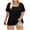 Black, variant on Raeneomay Fit Pleated Blouse Shirts Plus Size Tops For Women Sexy Blouse Solid Casual Loose Summer Short Sleeve Blouse