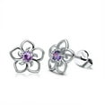 thumbnail image 1 of pitrice 1 Pair Copper Silver Flower Shape Ear Stud Replacement Unfading Exquisite Girls Ladies Earring Jewelry Birthday Gift Purple, 1 of 9