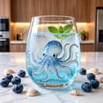thumbnail image 6 of Artisanal Blue Ringed Glassware Octopus Stemless Wine Glass Handcrafted Borosilicate Nautical Tabletop Bar Decor Gift Set,Gifts for friends, family, and coworkers(G), 6 of 7
