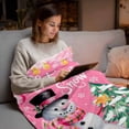 thumbnail image 5 of Let Snow Words on Pink Throw Blanket Flannel Fleece Throws, Cute Winter Snowman Xmas Balls Lightweight Super Soft Warm Blankets for Couch Sofa Bed All Season Use, 40x50 in, 5 of 9