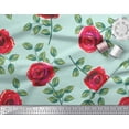 thumbnail image 3 of Soimoi Green Velvet Fabric Leaves & Rose Floral Fabric Prints By Yard 58 Inch Wide, 3 of 3